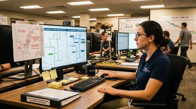 Fiber as-built documentation and GIS deliverables for BEAD grant closeout — engineer reviewing GIS shapefiles