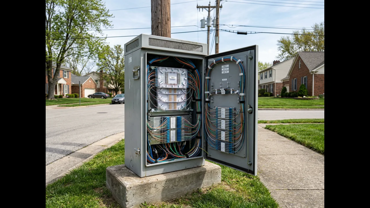 Fiber distribution hub FDH cabinet in the field sizing for FTTH PON networks