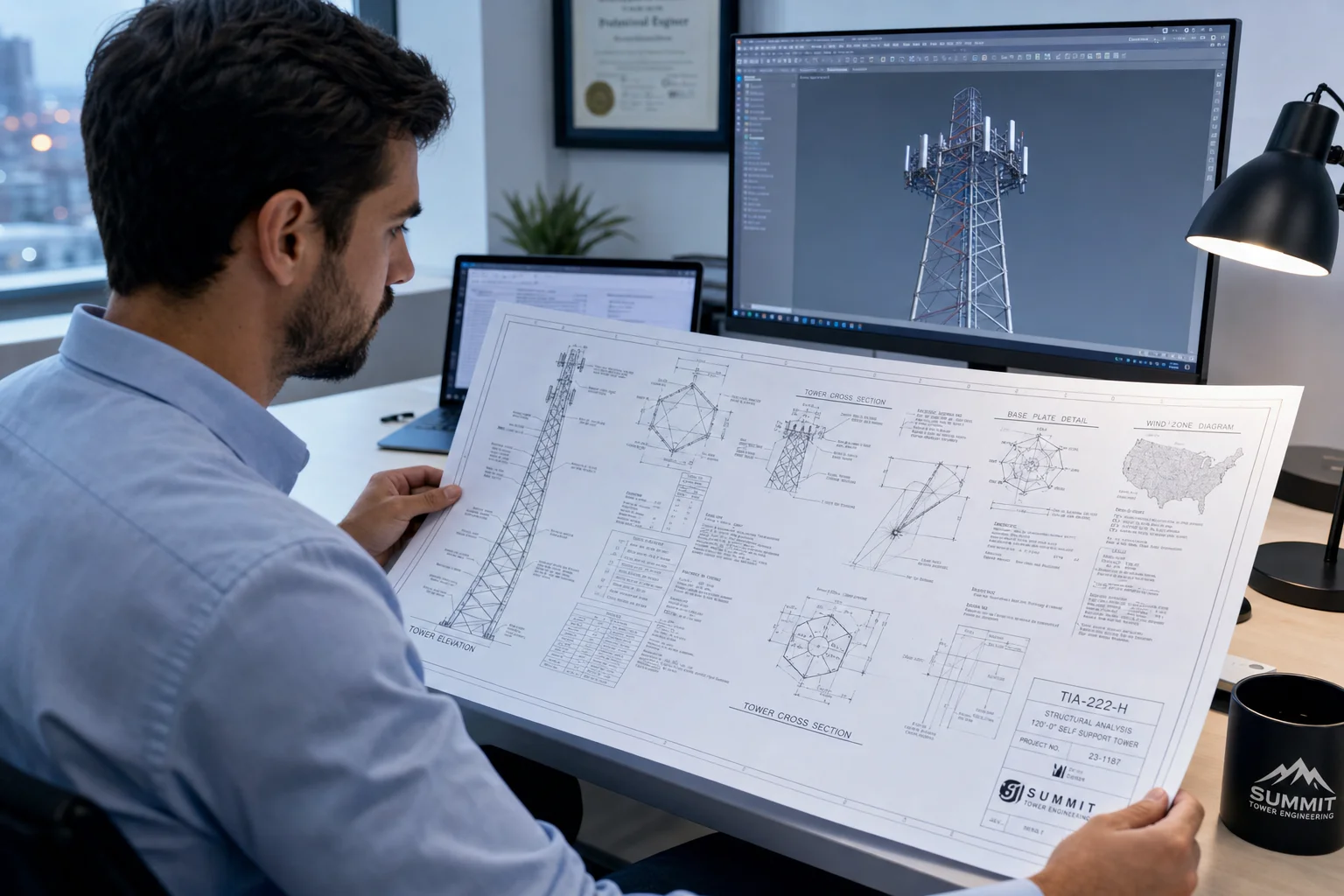 Wireless engineering TIA-222 tower structural drawings